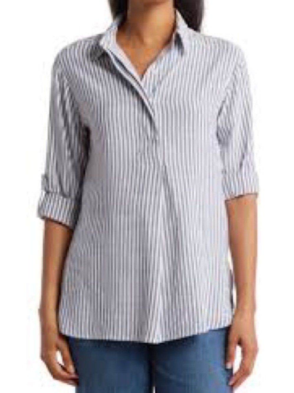 NWT Max Studio Blue and White Striped Beachy Summer Blouse